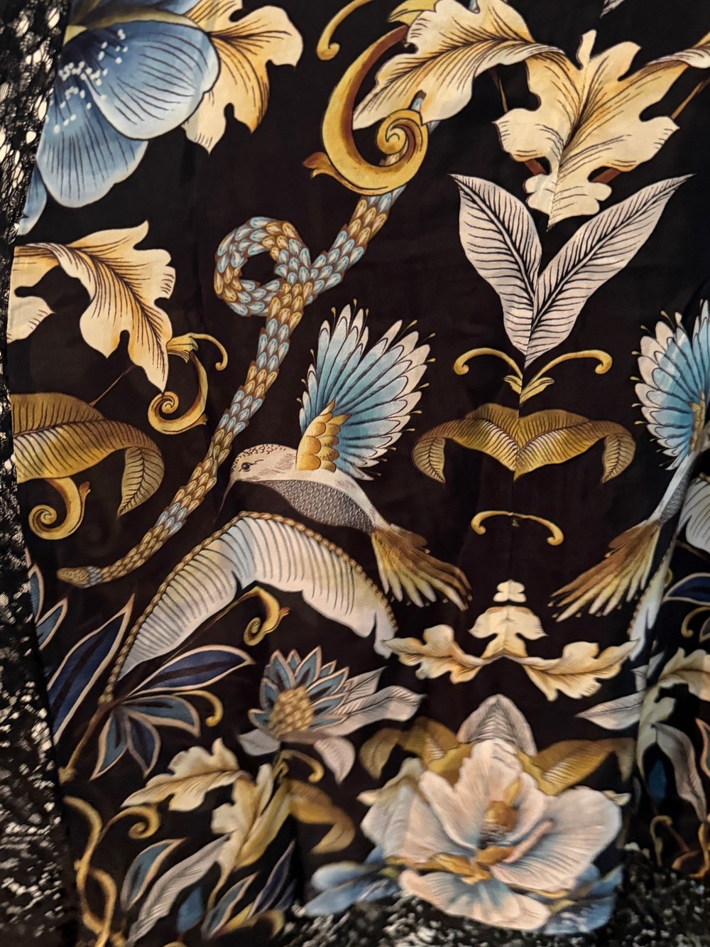 BNWT Farm Rio Black Floral Lace Trim Maxi Dress - Blue & Gold Print - Picture 4 of 14